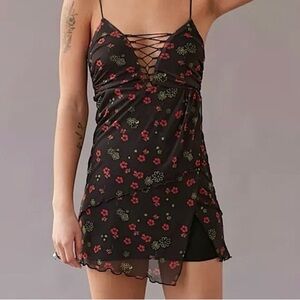 URBAN OUTFITTERS Bright Side Black Lace Up Mini Dress
